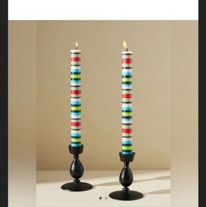 Anthropologie Striped Taper Candles 2 New